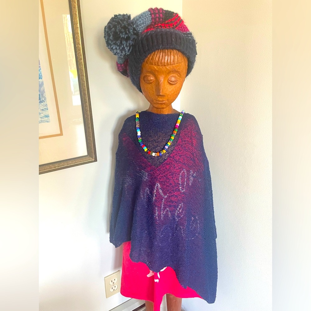 Van Klee dress topper in blue and black.